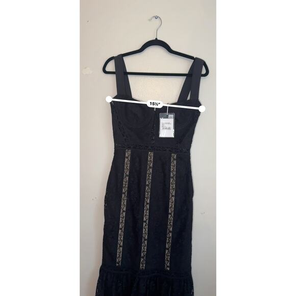 Self-Portrait NWT coquette Black floral Bodycon lace sleeveless midi dress US 4 - Picture 10 of 16